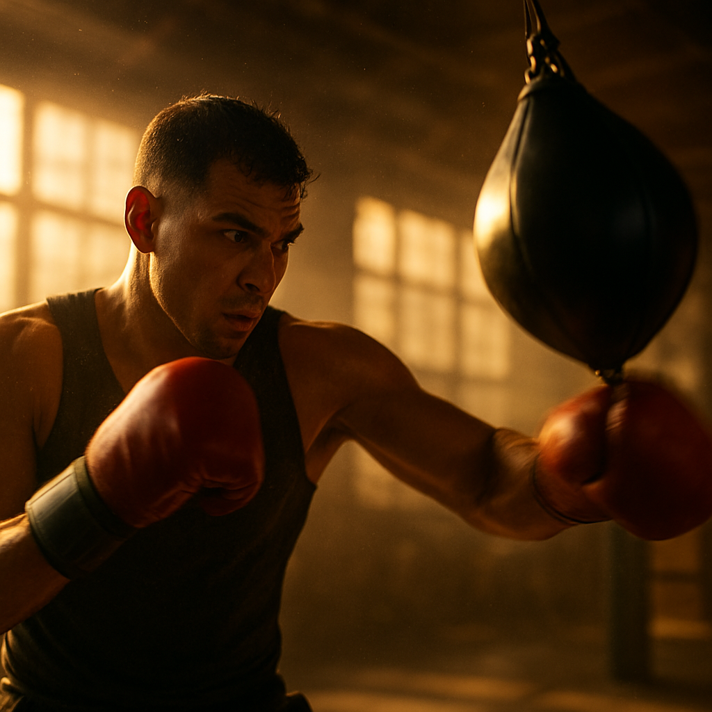 Boxeador entrenando en el gimnasio